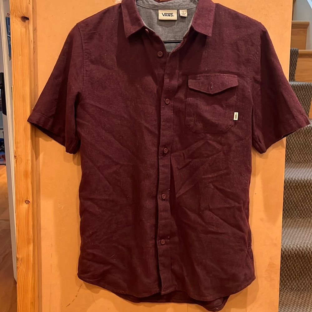 Vans button down burgundy skater shirt